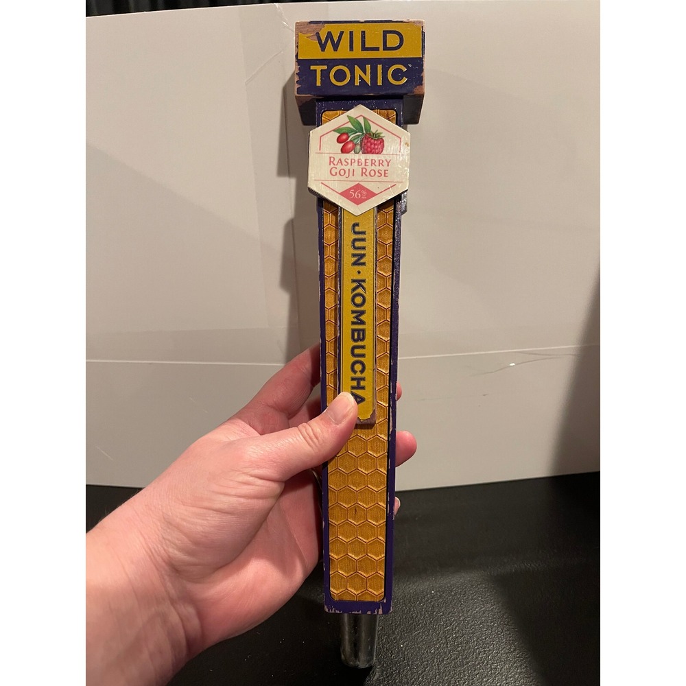 Wild Tonic Jun Kombucha Tap Handle Raspberry Goji Rose Purple Honeycomb Wood